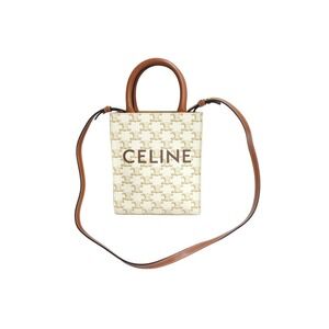 CELINE Vertical Cabas Triomphe shoulder bag white brown